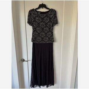 NEW  Pisarro Nights Beaded Mesh Mock Two-piece Gown Size 2